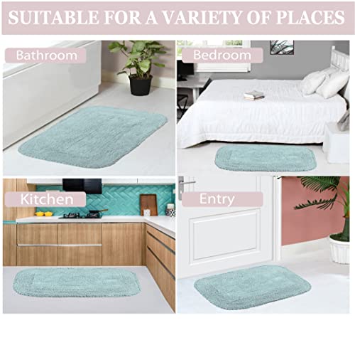 Home Weavers Radiant Collection 100% Cotton Bathroom Rugs Set, Washable Rug, Extra Soft and Absorbent Bath Rug, Kitchen Mat, Bath Mat Set, Bath Floor Mat Non Slip, 3 Piece Set with Contour, Sky Blue by Home Weavers - Image 4