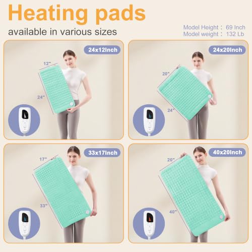 Image of Heating Pad,Electric Heating Pads,Heating Pad for Back,LightGreen,24x12 Inch