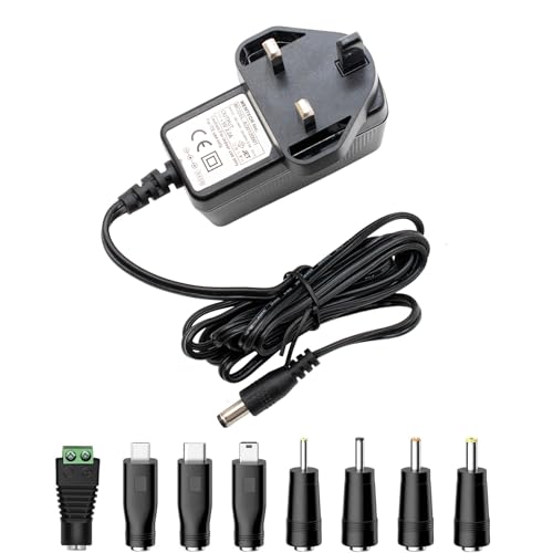 Image of 5V DC Power Supply, 5Vdc 2.2A 2A 1A AC Adapter, Charger for 5Volts Baby Monitor Bluetooth Speaker TV Box ADSL Cats HUB Android Device Breast Pump with 8 Tips DC Power Cord