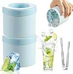 2PCS Cylinder Silicone Ice Cube Molds, Mini Ice Maker Cup with Ice Tongs, Small Ice Maker Cube Trays Easy-Release Ice Cup for Freezer, Press-Type Ice Lattice for Whiskey Drink