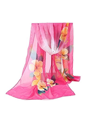 Letuwj Women`s Big Flowers Printed Shawls Scarves See-through Stole For Holiday