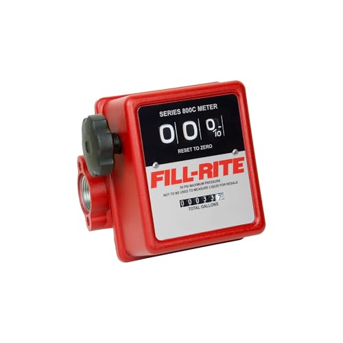 Fill-Rite 807C1 1" 5-20 GPM 3 Wheel Mechanical Meter, Aluminum, Fuel Transfer Gallon Meter