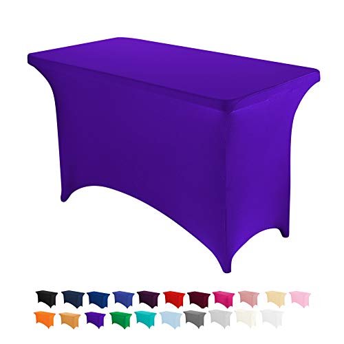 Image of Peomeise 4FT Spandex Table Cover Rectangular Stretch Spandex Tablecloth (Purple,4FT)