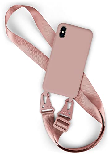 Chaîne de téléphone pour iPhone XR coque antichoc mains libres vieux rose