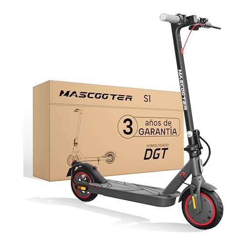MASCOOTER S1 | Patinete Eléctrico Adultos Homologado DGT   Intermitentes & Regeneración de Batería al Frenar   300W, 600W MAX, 20km Autonomía, Ruedas 8.5