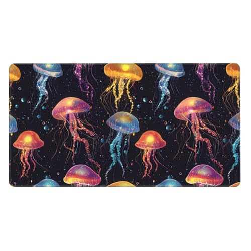 Grand tapis de souris de jeu Méduse avec base caoutchouc antidérapante