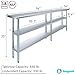 Stainless Steel Work Table with 2 Shelves | Metal Utility Table | Commercial & Residential NSF Utility (Stainless Steel Table with 2 Shelves, 96