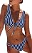 BMJL Women's Sexy Detachable Padded Cutout Push up Striped Bikini Set Bow Tie Two Piece Swimsuit(S,Royal Blue)