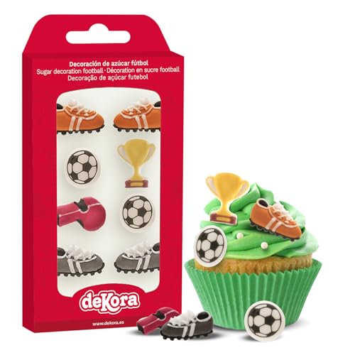 dekora Cupcakes o Tartas con Decoración de Azucar para Postres de Futbol-Pack de 8 Figuras Comestibles, Multicolor, 2-3cm, 9