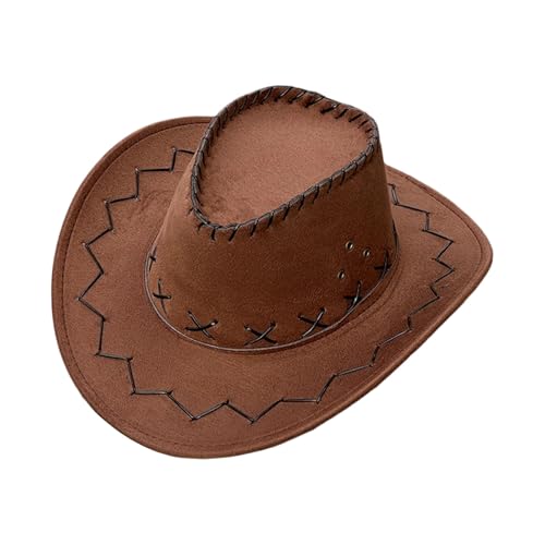 Generisch Chapeau de cowboy en daim synthétique pour enfants pour fêtes à thème, déguisements, costumes d'Halloween, vêtements pour enfants, Café 1,...