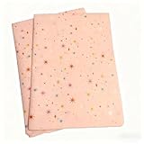 SaveSooo薄葉紙 包装紙 50*70cm 10枚 おしゃれ のし紙 ラッピングペーパー 大判 雛祭り/バレンタイン/お祝い事/入園・入学/卒園・卒業など ギフト包装 プレゼント 手芸DIY用 破れにくい 包装紙 ラッピングペーパー（色つきの星）