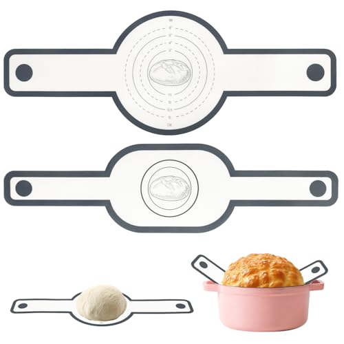 Backmatte Brot Silikon Backmatte 2 Stück Brotschlinge mit Langen Griffen Wiederverwendbare Backunterlage für Teig Antihaft Leicht zu Reinigen Brotbackmatte für Dutch Oven Brotbacktopf