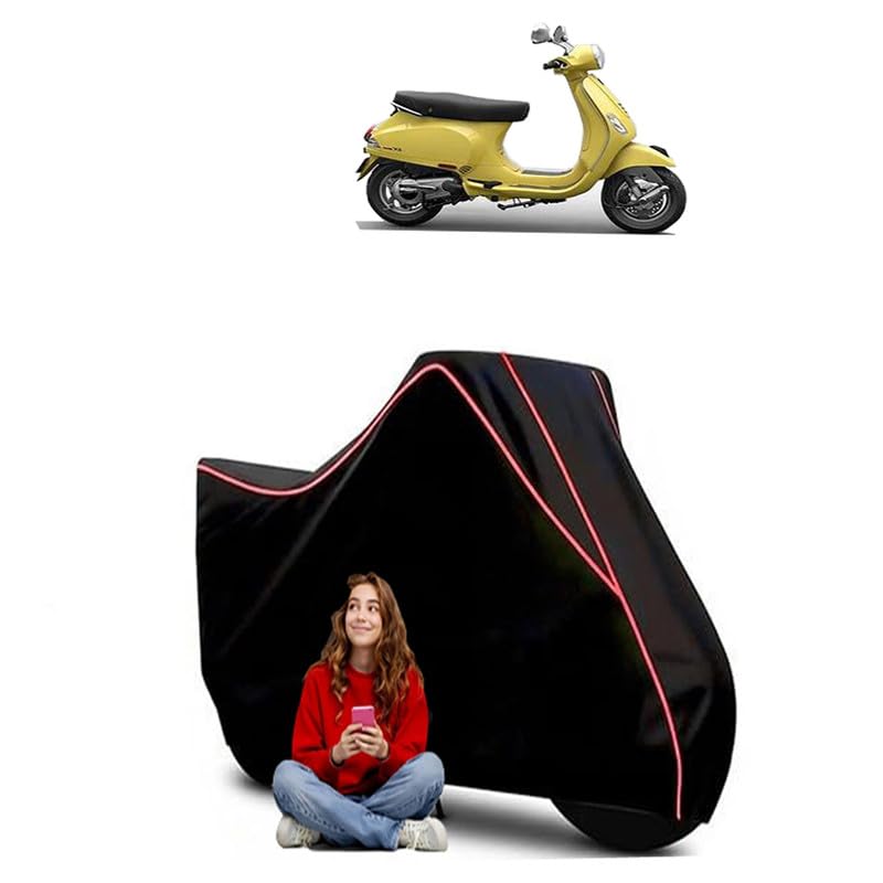 Image of ZX Scooty Bike Cover Water Resistant Outdoor Use Universal Fit Scooters Motorcycles Heavy Duty UV Protection Dust Rain Scratch Resistant Elastic Bottom Black Blue Piping