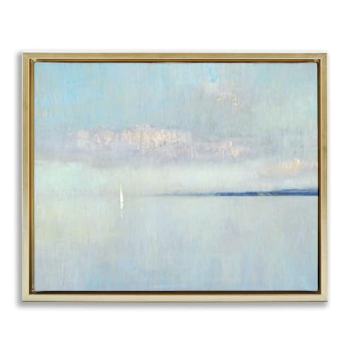 Cloudy Ocean Sailboat Landscape, 24 x 30 Inch Canvas in Floater Frame