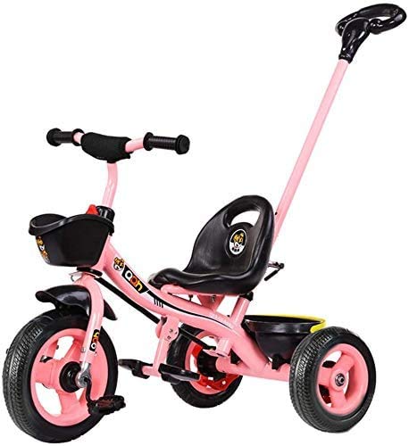 ベビーカー 三輪車 押し車 子供用 自転車 ペダル付き ブレーキ付き かじ付 3in1 発泡タイヤ 超軽量 おしゃれな バランス 乗用玩具 1-3-5歳 (ピンク)
