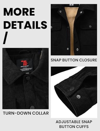 Image of TBMPOY Men's Corduroy Jacket Fleece Sherpa Winter Trucker Work Cargo Coat