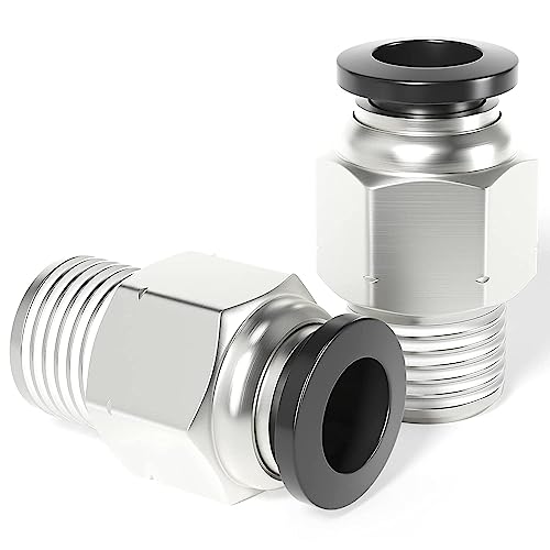 Image of TAILONZ 1 /8 inch Tube OD x 1 /8 inch NPT Male Straight Push to Connect Fitting 2pcs