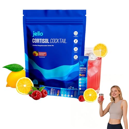 Jello Cortisol Cocktail Pulver 20 Stück Supercalm Pulver für Cortisol Senken Abnehmen Konzentration Steigern Entspannt Bleiben Geeignet für alle Altersgruppen (1 Stück)