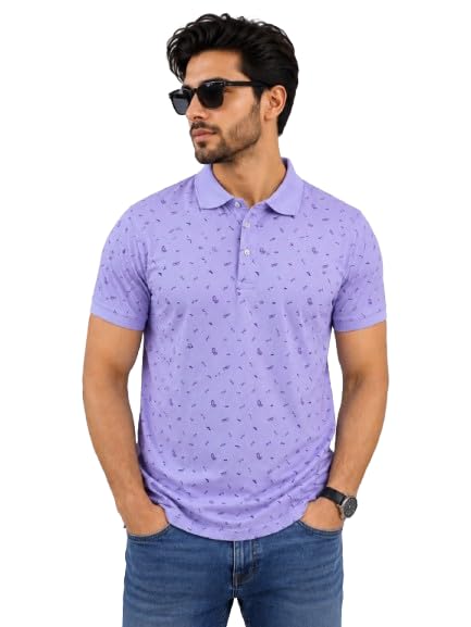 Men’s Plus Size Printed Polo T-Shirt | Cotton Blend Casual Collar Neck Tshirt for Men | Half Sleeve Regular Fit Big Size Polo Tee (Lavender)-picture-21