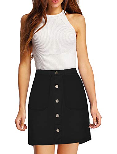 Womens Super Comfy Stretch Denim Skirt SKS48012 Black 16