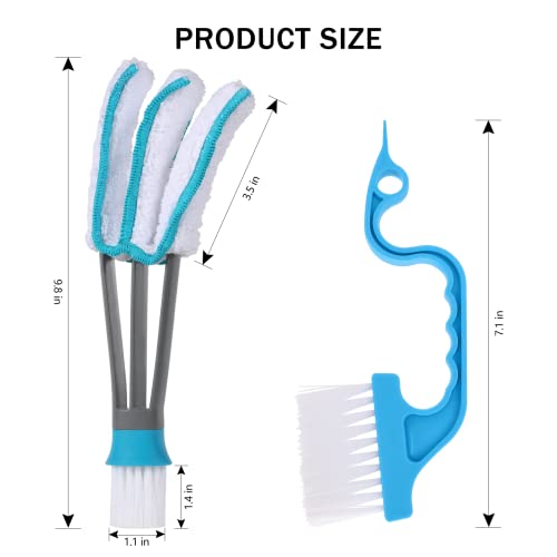Image of SetSail Blind Duster, Blind Cleaner Duster and Brush Kit with 3pcs Removable Microfiber Sleeves Groove Gap Cleaning Tool for Household Cleaning Window Cleaning Air Conditioner Cleaner