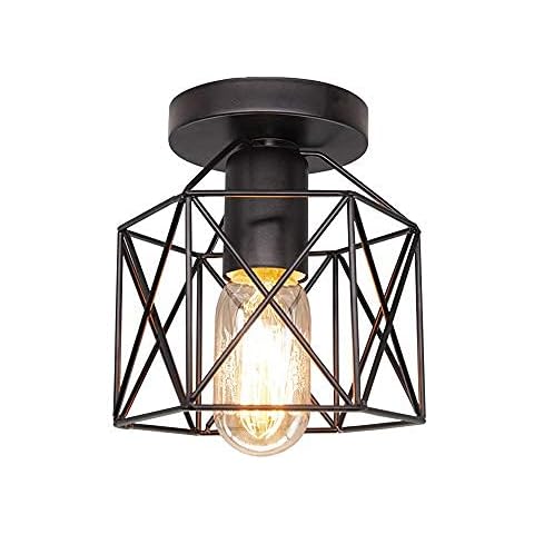 Lámpara de techo LED vintage de jaula de hierro negro Cover