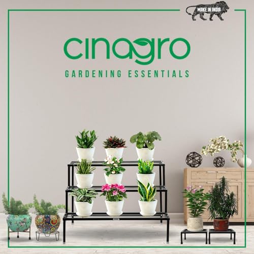 CINAGRO Anti Rust Rectangular Metal Plant Stand (Pack of 1) - 24 inches, for Plant Stands for Outdoor Balcony, Indoor Living Room, Gamla Stand for Balcony, Planters for Home Decor, Withstands up to 200kg
