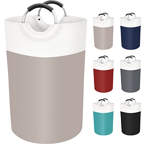 Image of BlissTotes 75L Laundry Basket, Freestanding Collapsible Hamper, Brown | Collapsible Dirty Clothes Hamper, Foldable Laundry Bag for Dorm, Waterproof Fabric, Padded Aluminum Handles