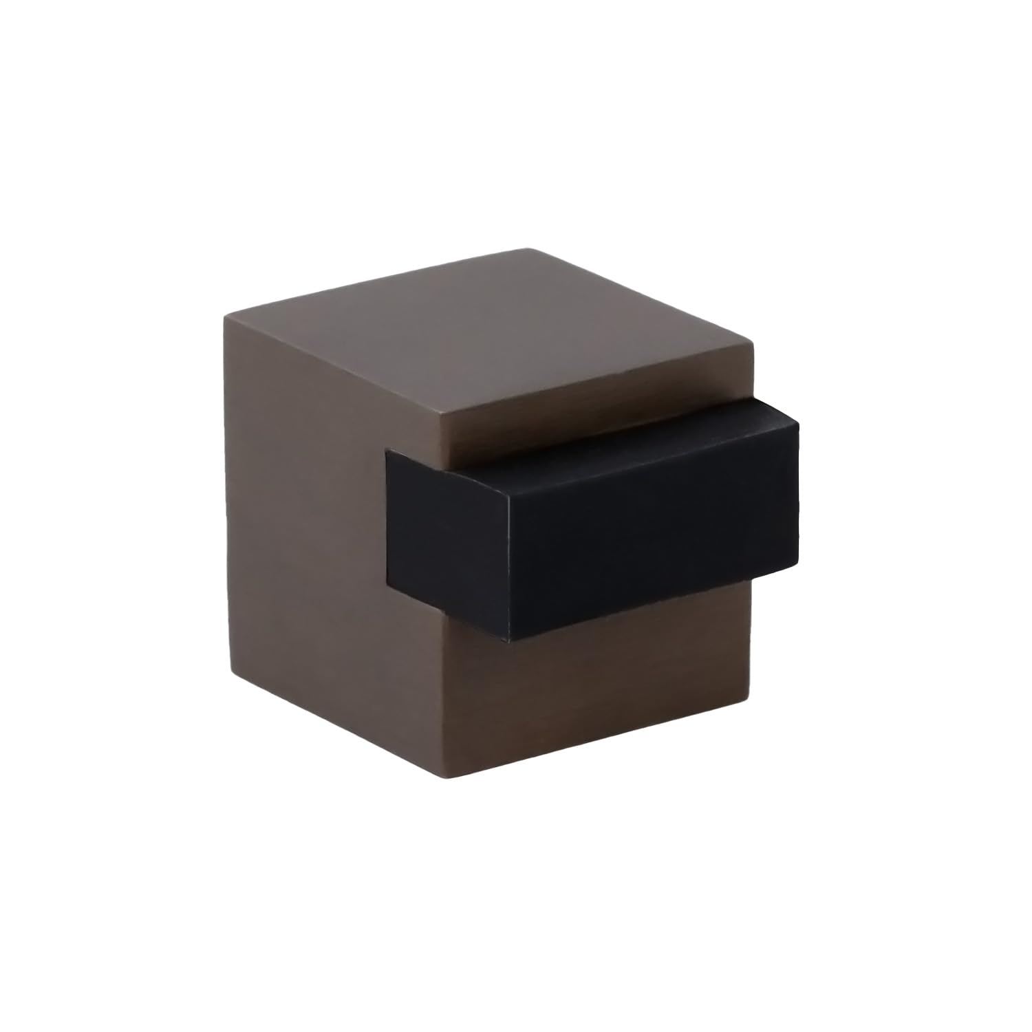 EVI Herrajes | Floor Door Stop - Square Design | 20x20 mm | Rustic Brass - Black Rubber | Adhesive Mounting| I-197/20