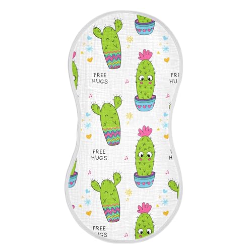 xigua Cute Cacti Muslin Baby Burp Cloths Set of 2, Super Soft & Absorbent Burping Rags, Cotton Burp Clothes Shower Gift for Newborn, Baby Girls and Boys