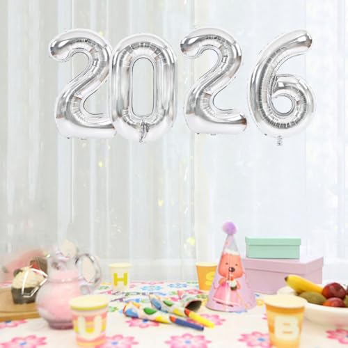 Image of TONIFUL 2026 Graduation Balloons 40 Inch Number Balloons Aluminum Foil Mylar Balloons for Graduation New Year Eve Anniversary Decorations Class of 2026 Grad Party Supplies(Number 2026)