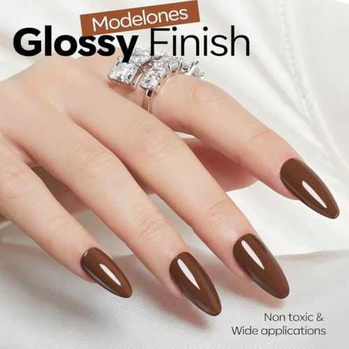 Image of modelones Brown Gel Nail Polish 15ML, Hema Free Pastel Soak-Off UV Fall Gel Polish - 28+Days Long-Lasting Nail Art DIY Manicure Kit Home Salon Women Gifts