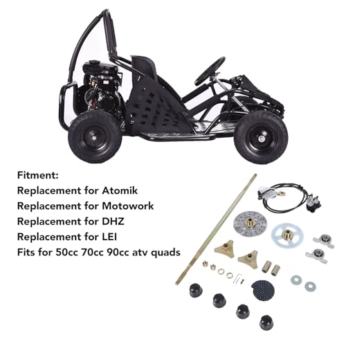 Aramox Eje Vivo Trasero Go Kart Kit de Montaje 29 Pulgadas con Piñón de Eje Cadena Pinza Disco Freno Bujes Rueda Repuesto para Quads