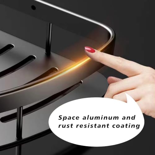 Image of Boniry 2 Pcs Bathroom Accessories Aluminium Heavy Duty Self Adhesive Bathroom Corner Shelf for Wall, Multipurpose Wall Mounted Bathroom Organiser, Washroom Organizer (Black)