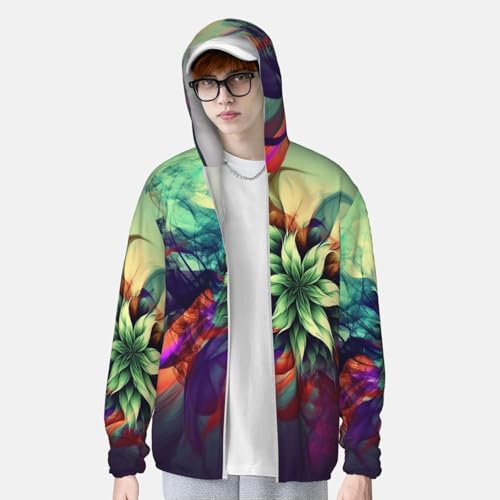 Men's Sun Protection Shirts Abstract Floral Long Sleeve Sun Shirt for Fishing Running Hiking Swim3