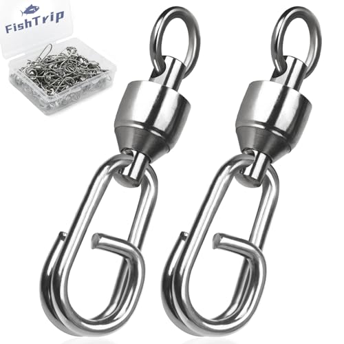 FishTrip Ball Bearing Swivel with Oval Split Rings - 25pcs Snap Swivels Fishing Tackle Saltwater Freshwater (Size 1_41lbs)