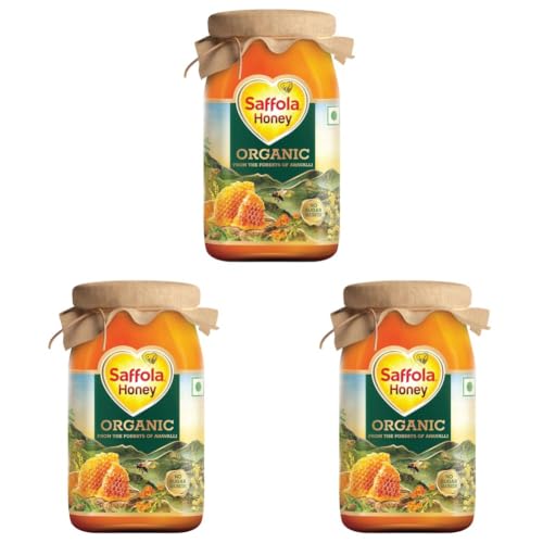 Image of Saffola Wild Forest Organic Honey, 500g, 100% Pure Wild Forest Organic Honey (Pack of 3)