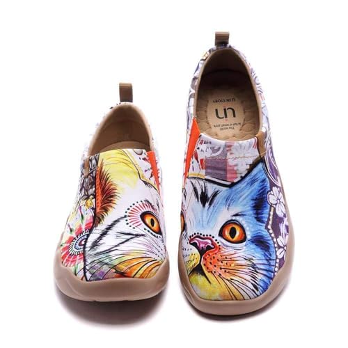 Image of UIN Women's Slip On Shoes Colorful Comfortable Lightweight Art Travel Sneakers Casual Floral Stylish Everyday Loafers