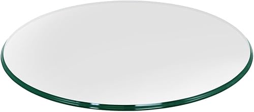 Miniatura 10 de Dulles Glass Mesa redonda de vidrio de 32 pulgadas, templada, superficie de vidrio de 1/4 pulgadas de grosor, pulido plano seguro, multiusos para