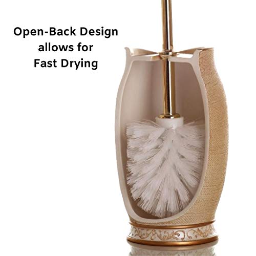 Glarcy Toilet Bowl Brush and Holder - Strong Bristled Cleaner Brush with Holder - Luxury Hand Painted Toilet Decor
