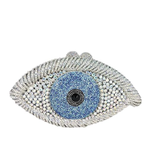 Mini pochette à paillettes femme motif mauvais œil et strass de soirée