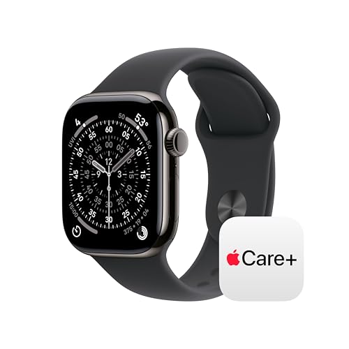 Image of Apple Watch Series 11 [GPS + Cellular 42mm] Smartwatch with Slate Titanium Case with Black Sport Band - S /M. Sleep Score, Fitness Tracker, Health Monitoring with AppleCare+ (2 Years)