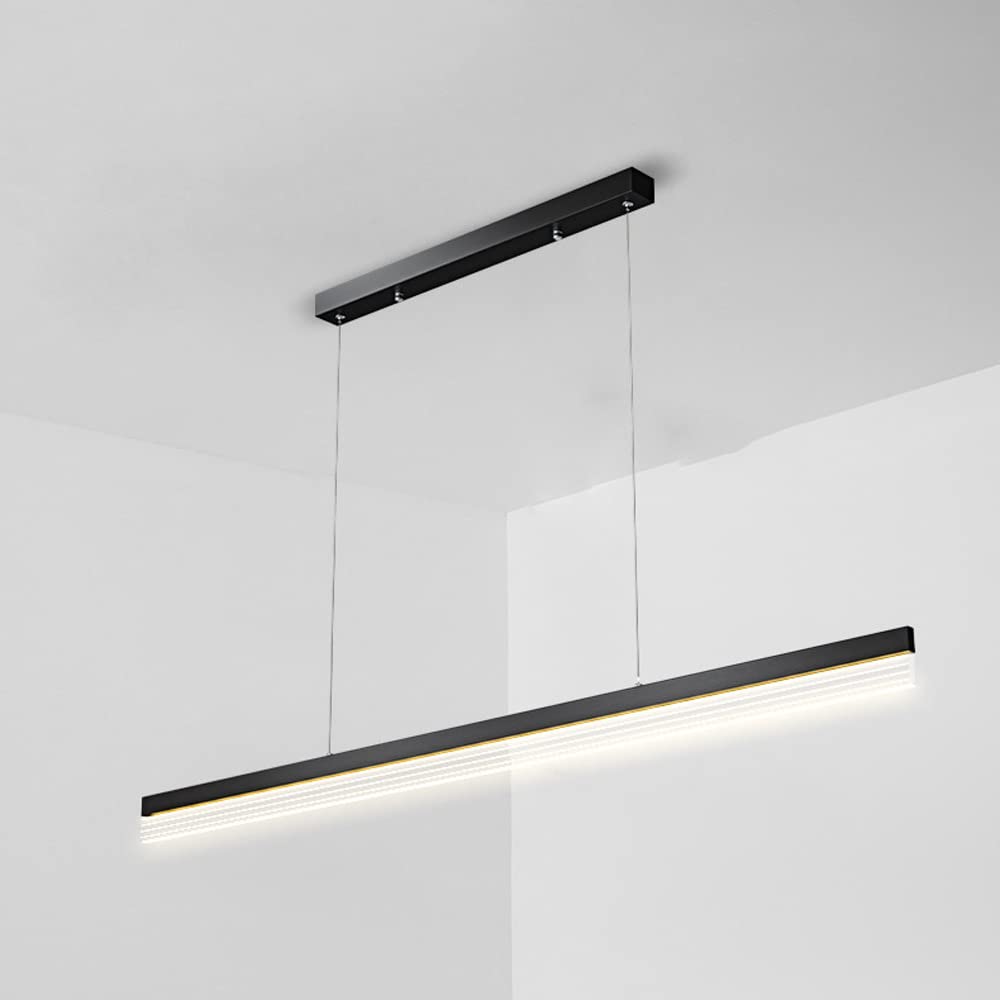 Lustre de table à manger minimaliste LED et suspension de plafond noire pour salon