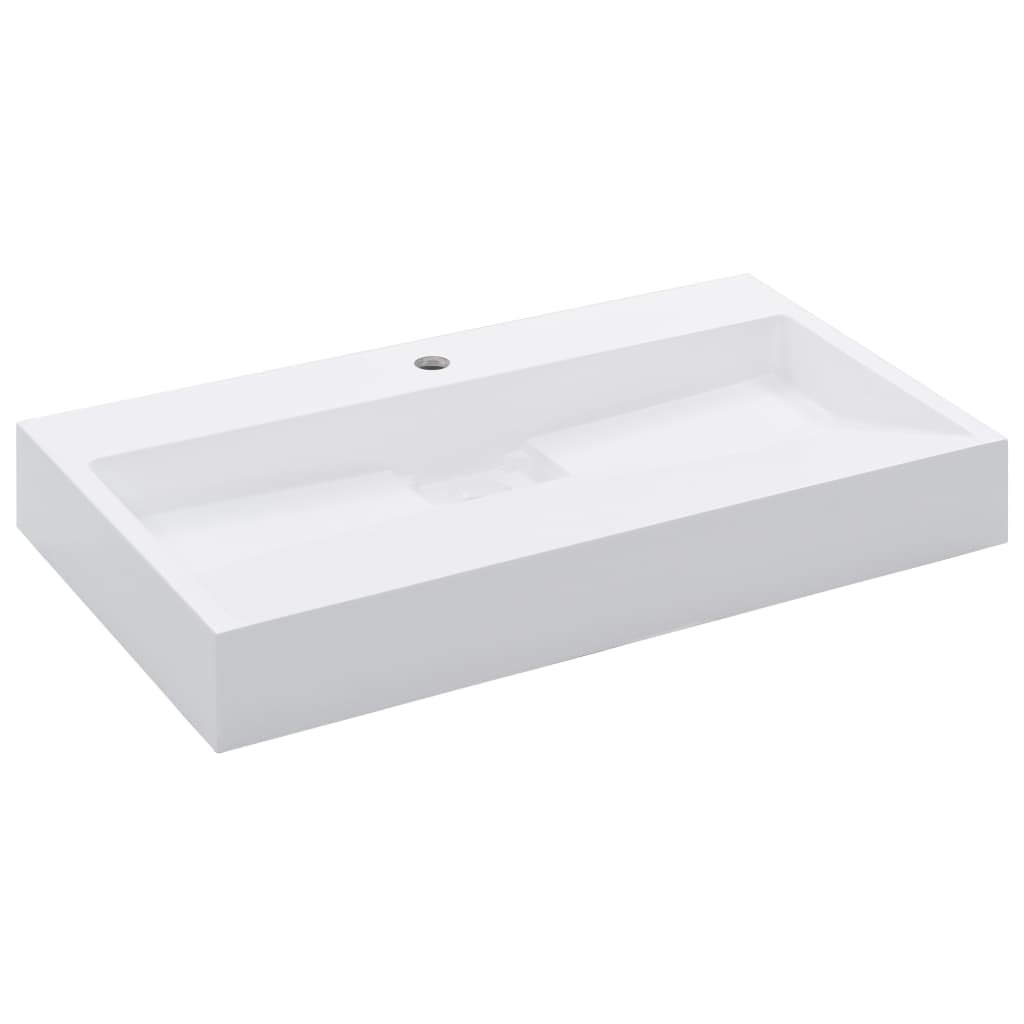 Festnight Lavabo Blanco 80 x 46 x 11 cm Lavabo sobre Encimera Resina Mineral
