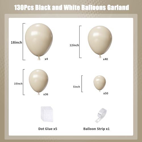 Image of White Sand Balloons Arch Kit,130pcs Cream Balloons Balloon Garland,Different Sizes Beige Latex Balloons for Wedding Baby Shower Birthday Bridal Shower Graduation Engagement Party Decorations