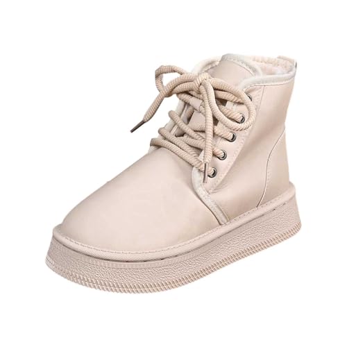 Generisch Botas de nieve forradas con plataforma cálida, zapatos de invierno de tacón bajo, botas de algodón transpirables, botas de invierno, botas de caña corta, botas de trekking, medias botas