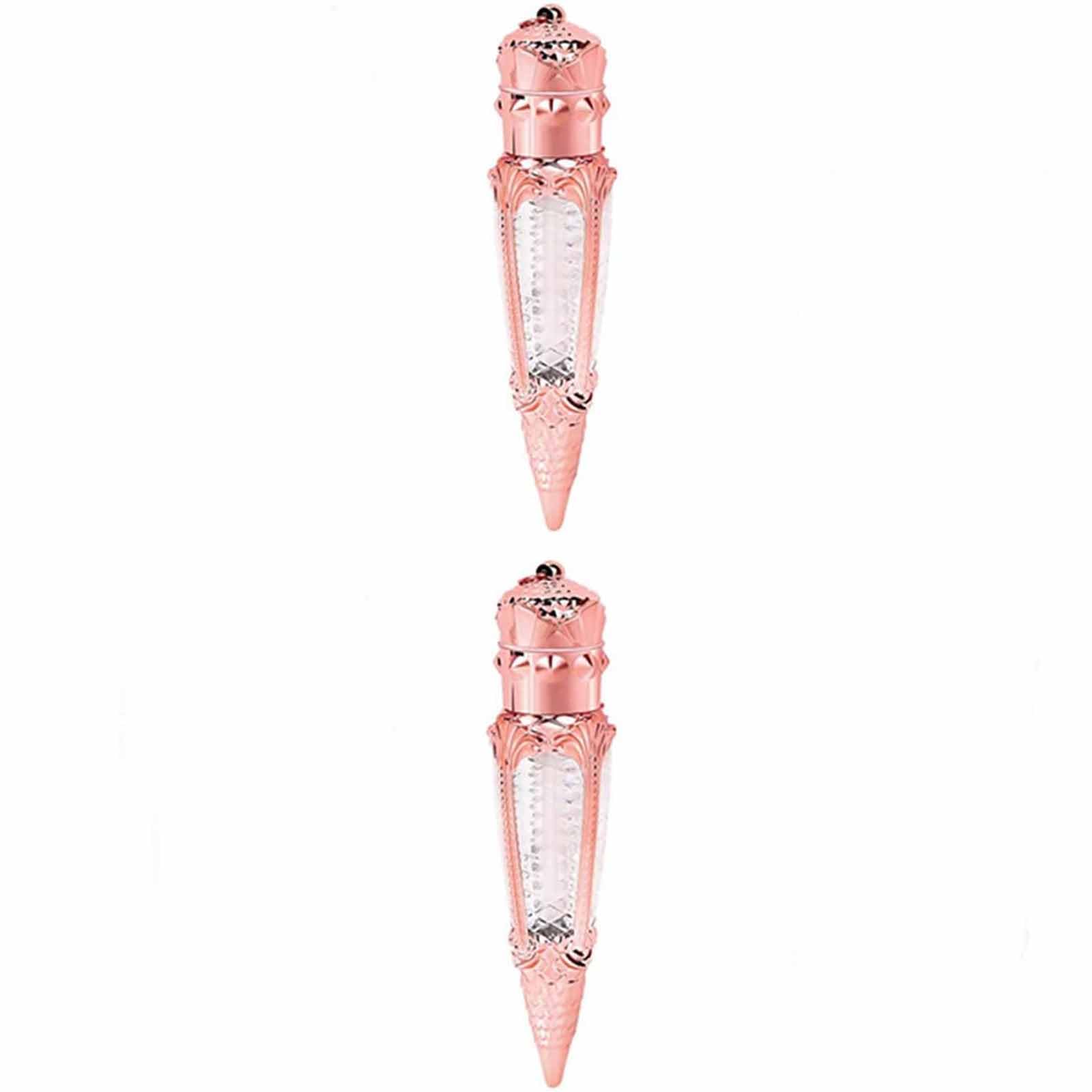 Tazweeq 3ml Lip Gloss Tube, Radish Shaped Hollow Plastic Refillable Lip Gloss Container, For DIY Cosmetics Makeup, Rose Gold