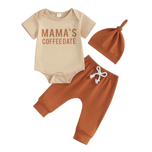 Image of Fiomva Newborn Baby Clothes Outfits Boy Funny Letter Short Sleeve Onesie Romper+Long Pants Set Infant Summer Clothing
