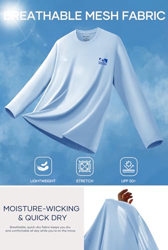 Image of Mens UPF 50+ Rash Guard Quick Dry Lightweight Summer UV Sun Protection Long Sleeve Swim Shirt (S-XXL)