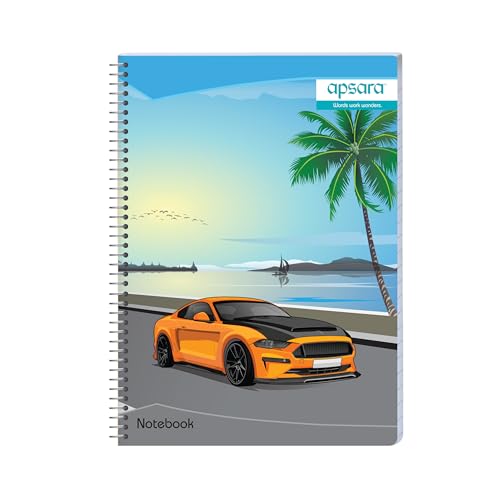 Image of Apsara Spiral Notebook 1 Subject 24X18 200 Pages Blue Single Line 60gsm For School, College Students and Professionals (Covers May Differ)